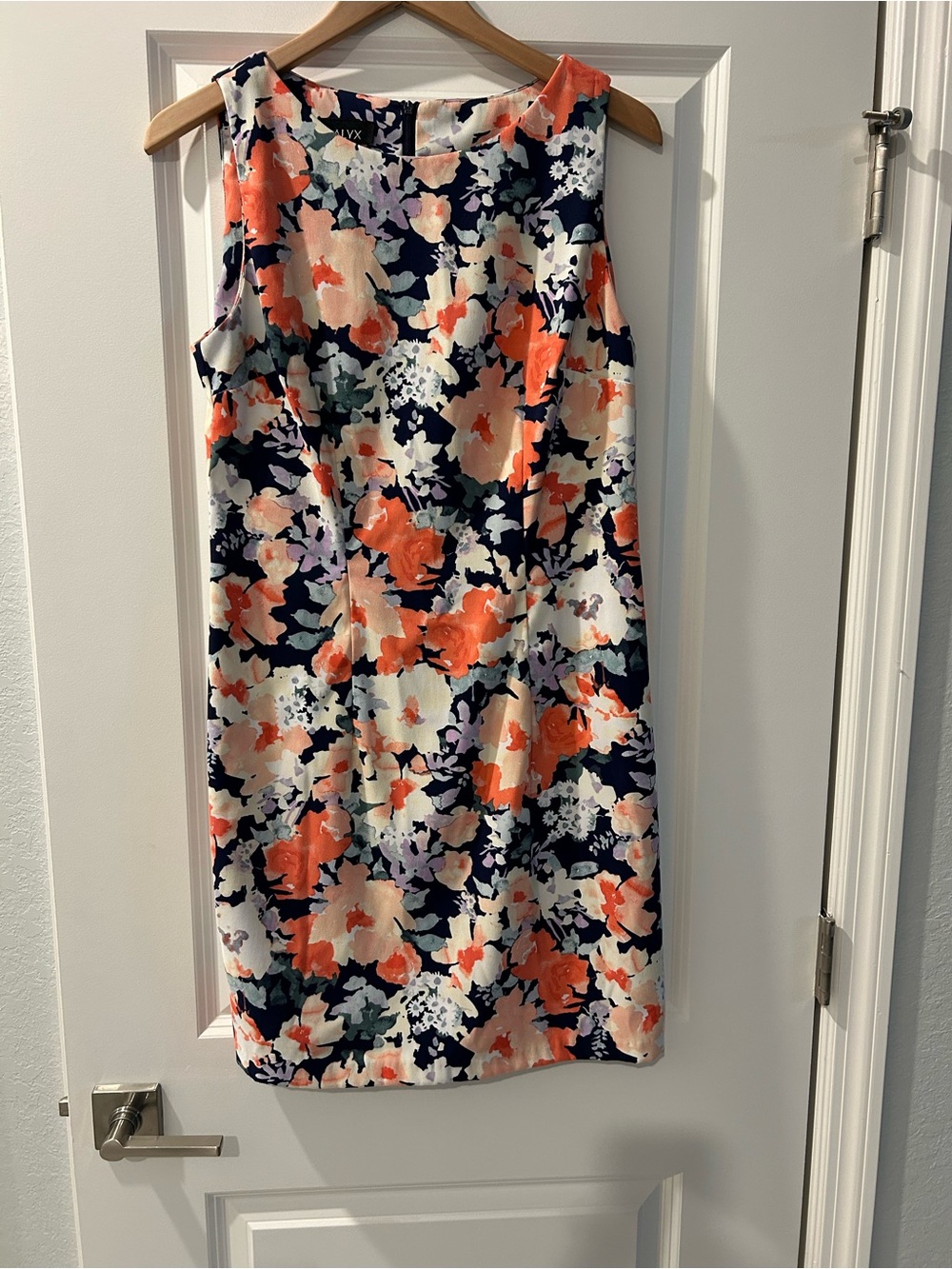 Alyx Coral & Navy Floral Sheath Dress